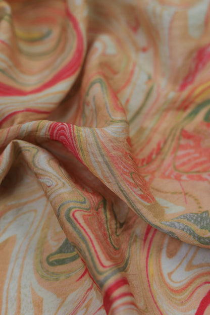 Aurora Swirl Viscose Nylon Printed Fabric