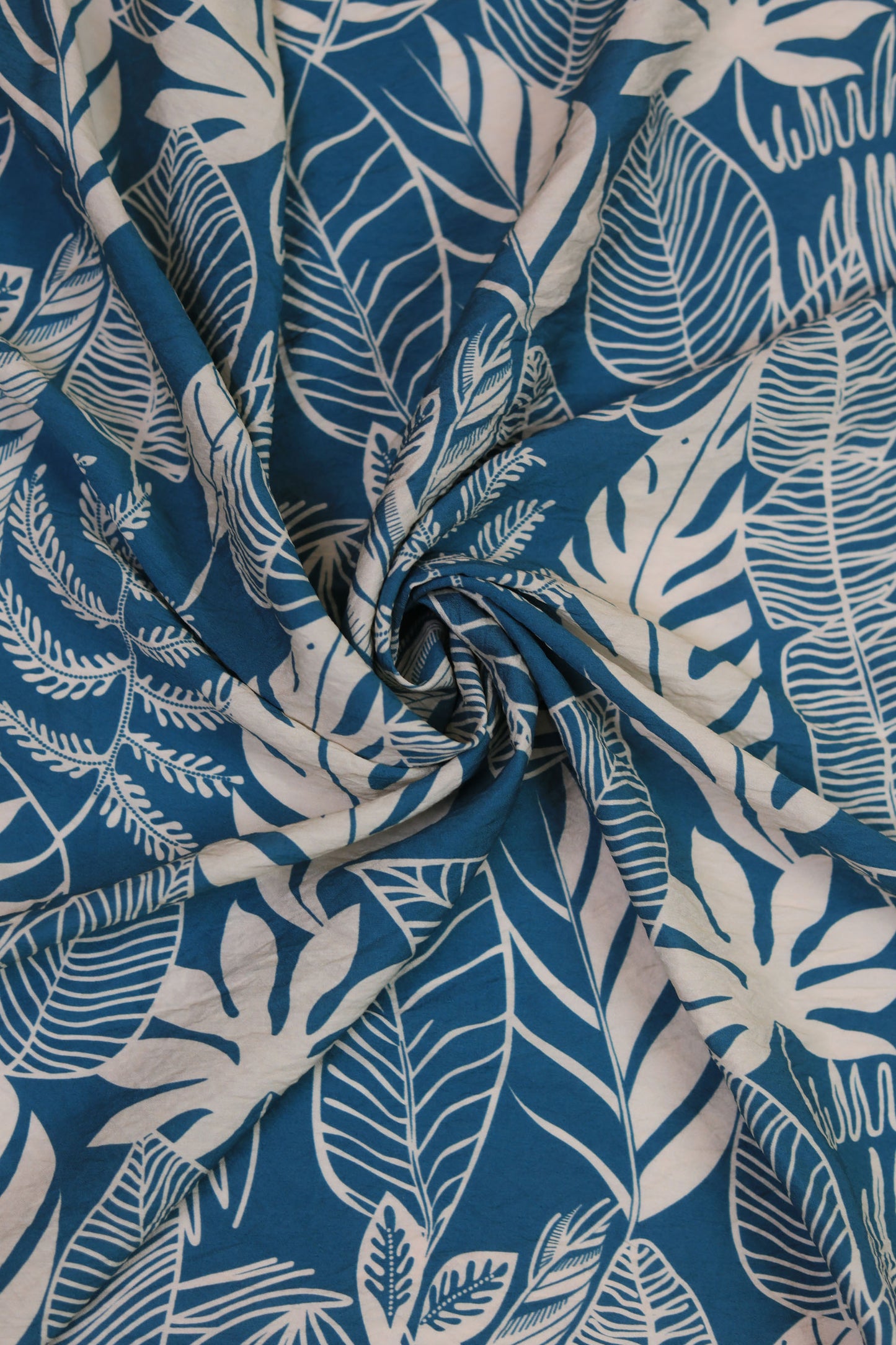 Autumn Fern Tropical Leaf Viscose Blend Fabric