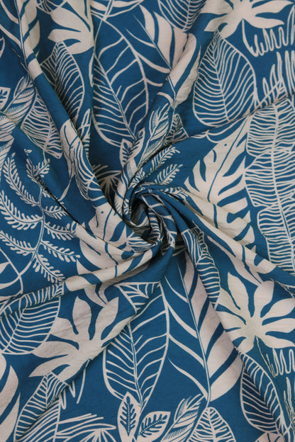 Autumn Fern Tropical Leaf Viscose Blend Fabric