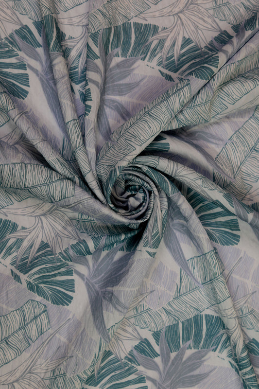 Sage Palm Tropical Viscose Nylon Fabric