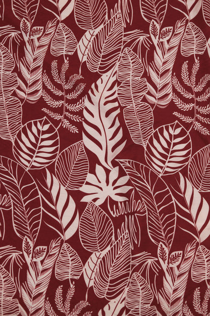 Autumn Fern Tropical Leaf Viscose Blend Fabric