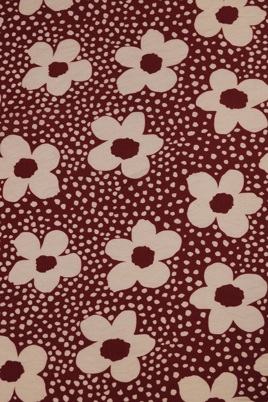 Blush Blossom Floral Dot Viscose Blend Fabric