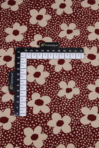 Blush Blossom Floral Dot Viscose Blend Fabric