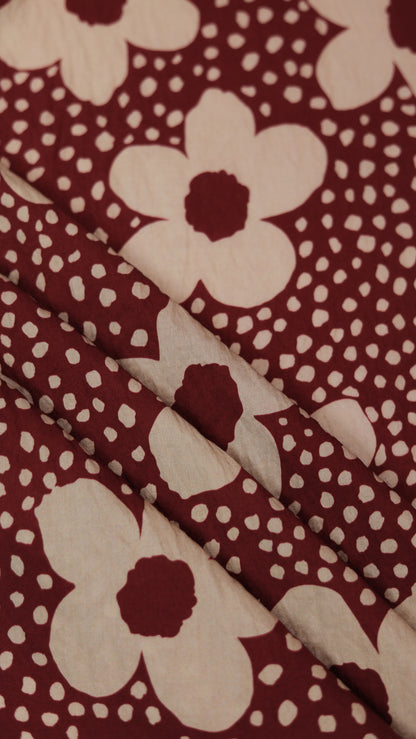 Blush Blossom Floral Dot Viscose Blend Fabric