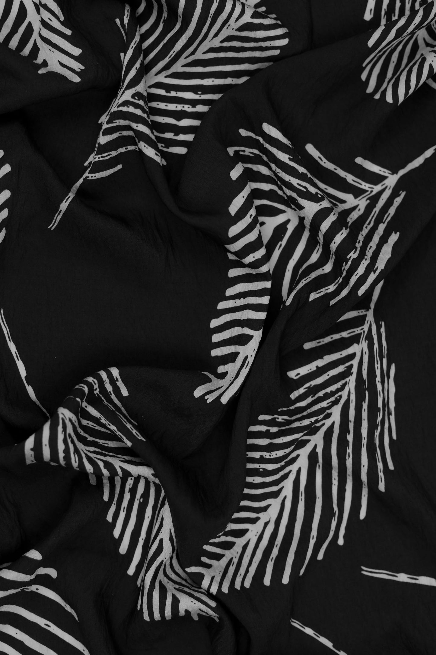 Leafy Luxe Golden Leaf Print Viscose Blend Fabric