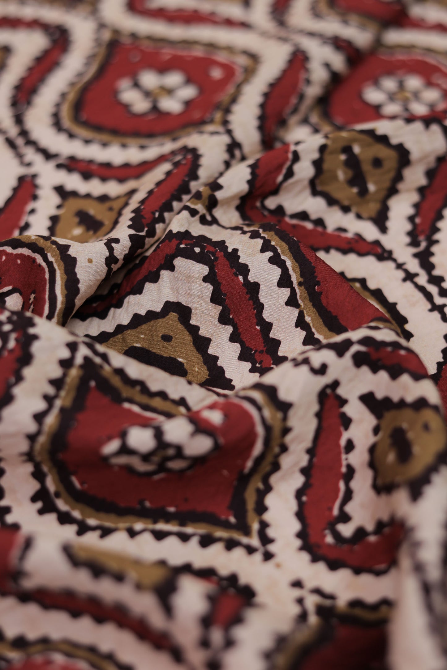 Mystic Ikat Geometric Printed Viscose Blend Fabric