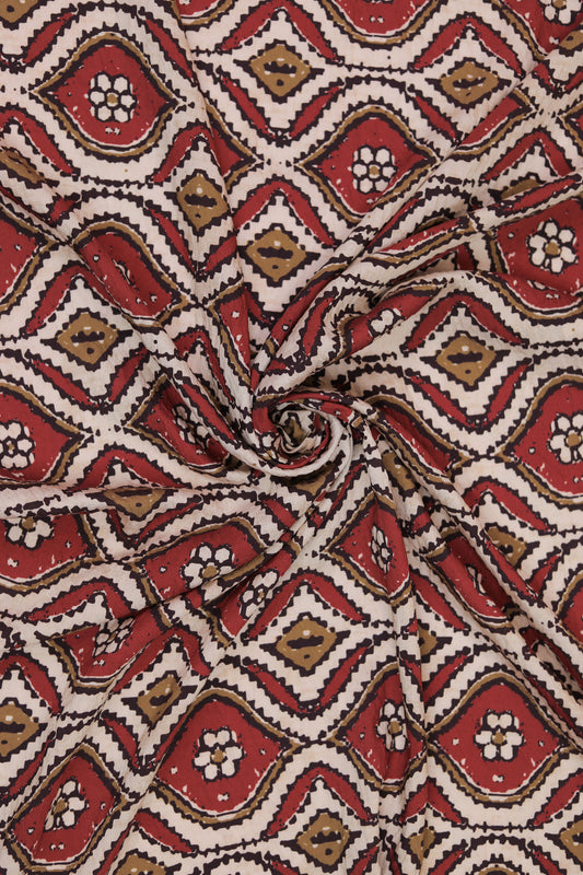Mystic Ikat Geometric Printed Viscose Blend Fabric