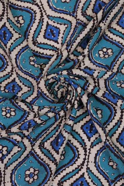 Mystic Ikat Geometric Printed Viscose Blend Fabric