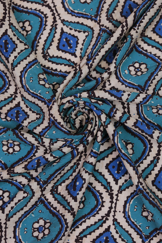 Mystic Ikat Geometric Printed Viscose Blend Fabric