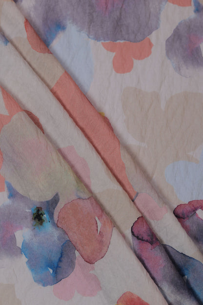 Pastel Petals Watercolor Floral Viscose Fabric