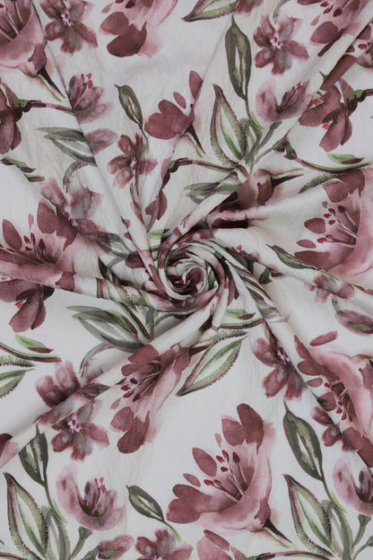Crimson Grace Watercolor Floral Viscose Nylon Fabric
