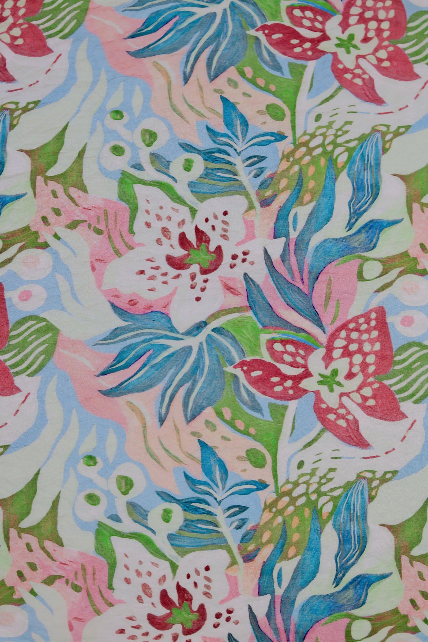 Blooming Breeze Tropical Viscose Blend Fabric