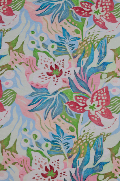 Blooming Breeze Tropical Viscose Blend Fabric