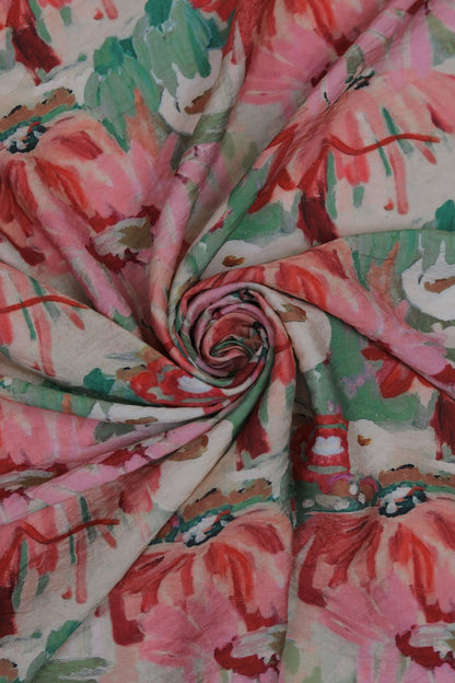 Soft Brushstroke Viscose Nylon Printed Fabric