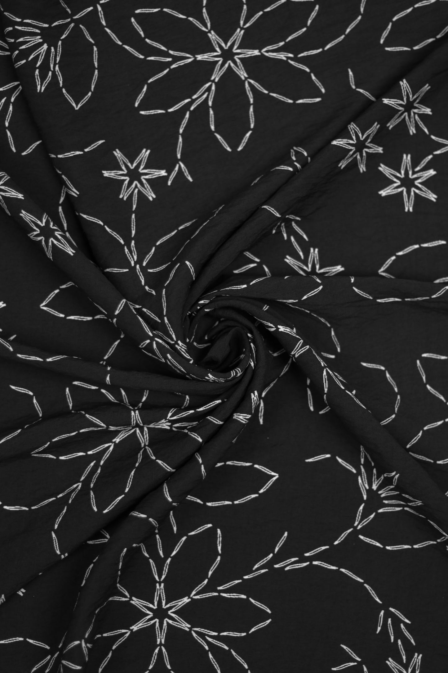 Noir Embroidery Floral Viscose Blend Fabric