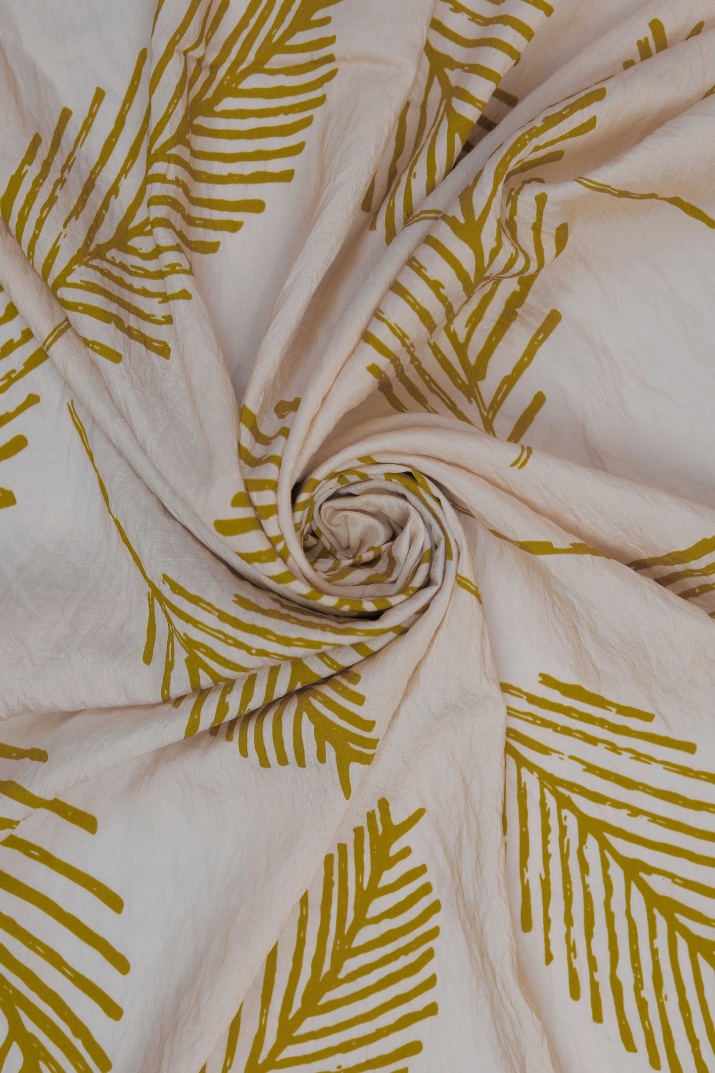 Leafy Luxe Golden Leaf Print Viscose Blend Fabric