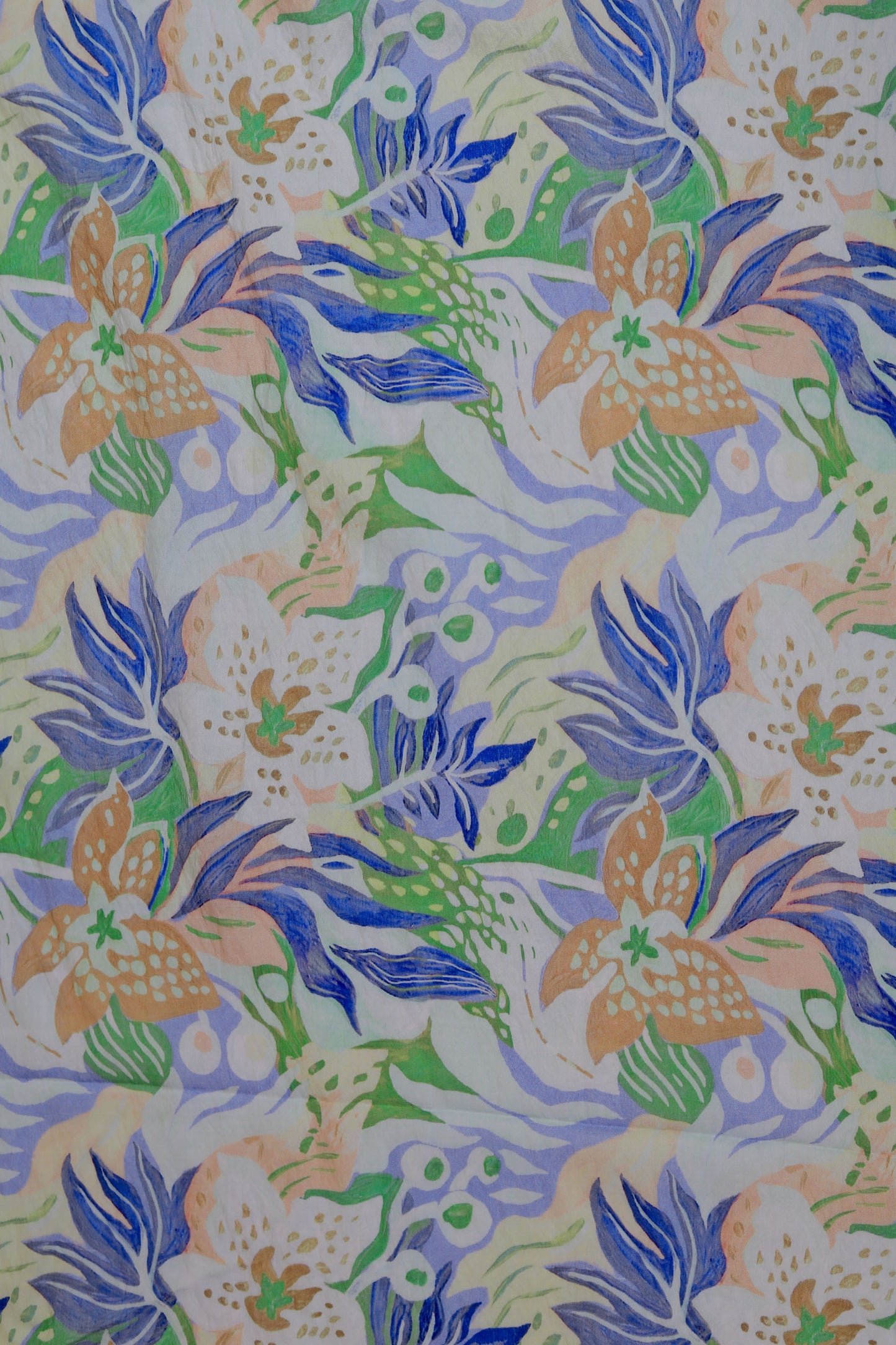 Blooming Breeze Tropical Viscose Blend Fabric