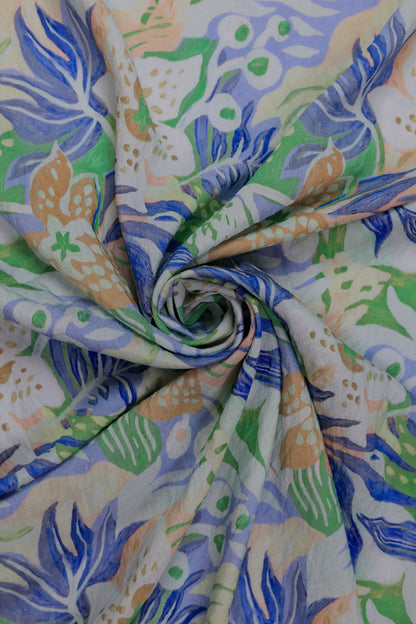 Blooming Breeze Tropical Viscose Blend Fabric