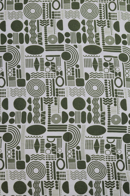 Tribal Mosaic Abstract Viscose Blend Fabric
