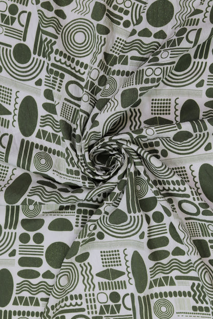 Tribal Mosaic Abstract Viscose Blend Fabric