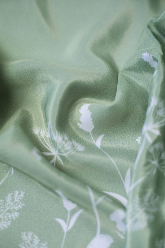 Frosted Foliage French Crepe Fabric