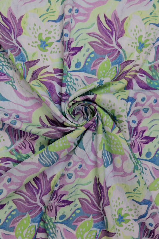 Blooming Breeze Tropical Viscose Blend Fabric