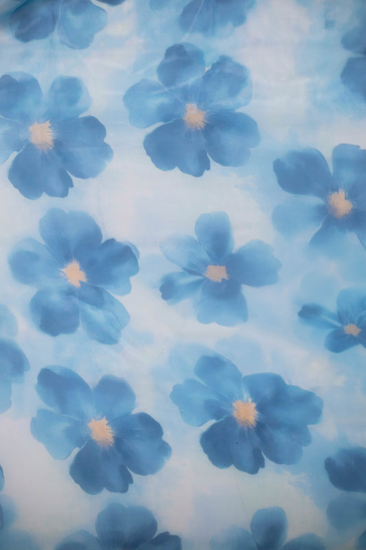 Azure Petal Tabby Printed Fabric