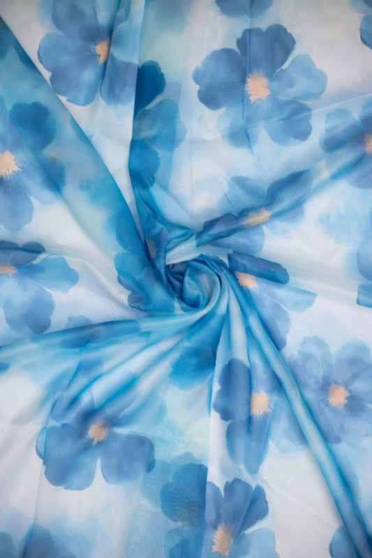 Azure Petal Tabby Printed Fabric