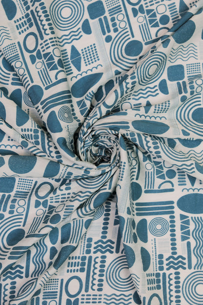 Tribal Mosaic Abstract Viscose Blend Fabric