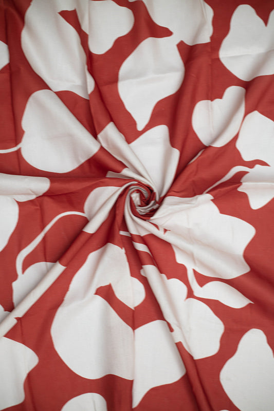 Scarlet Petals Muslin Printed Fabric