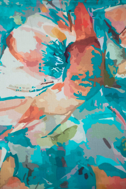 Splash Petal Muslin Printed Fabric