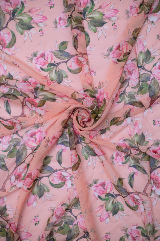 Peach Blossom Weightless Georgette Fabric