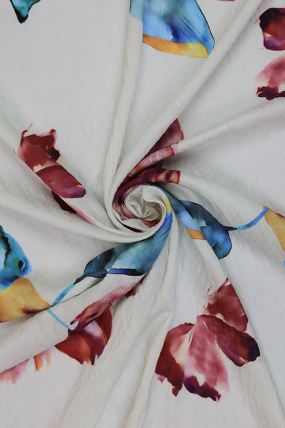 Nature’s Melody Leaf Print Viscose Blend Fabric