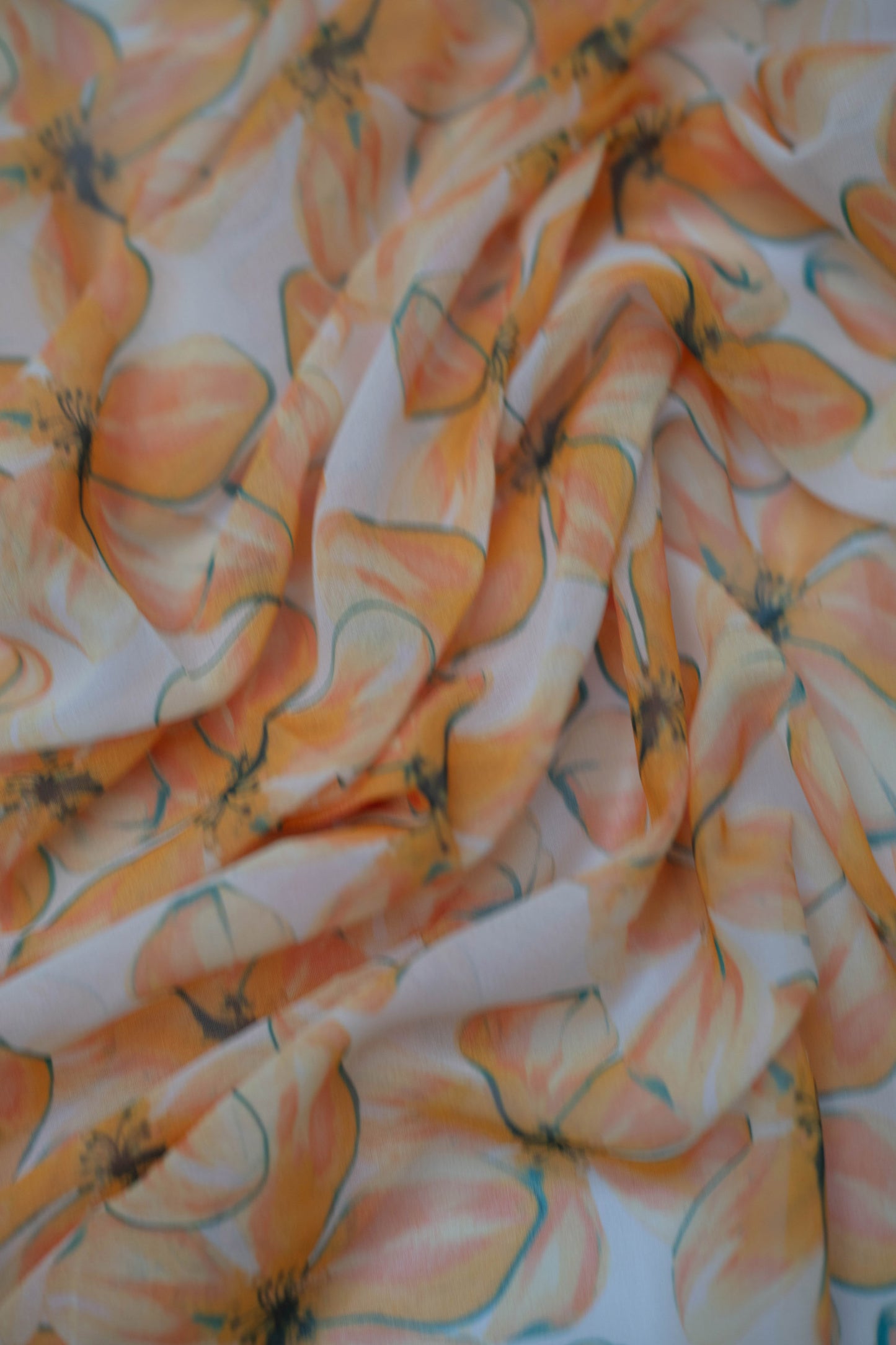 Golden Petal Weightless Georgette Fabric