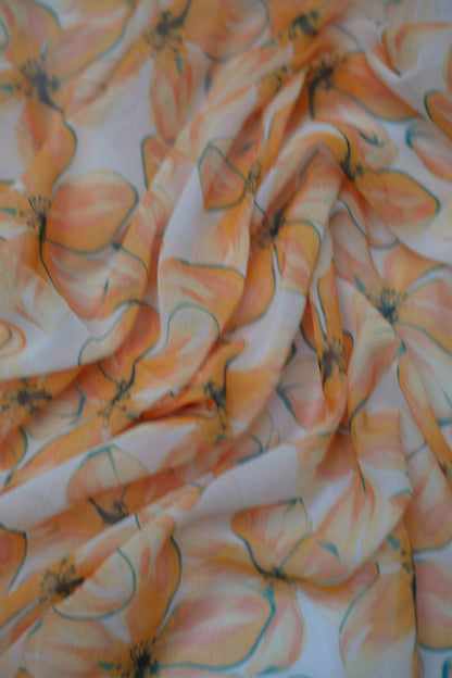 Golden Petal Weightless Georgette Fabric