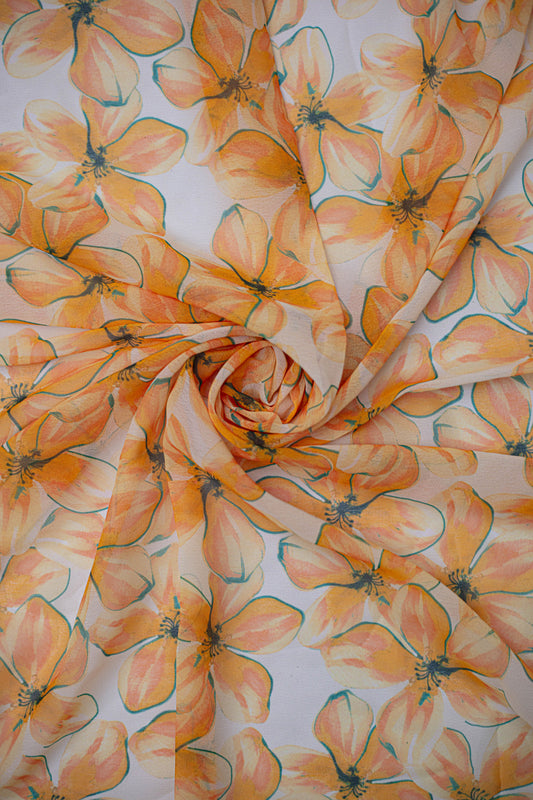 Golden Petal Weightless Georgette Fabric