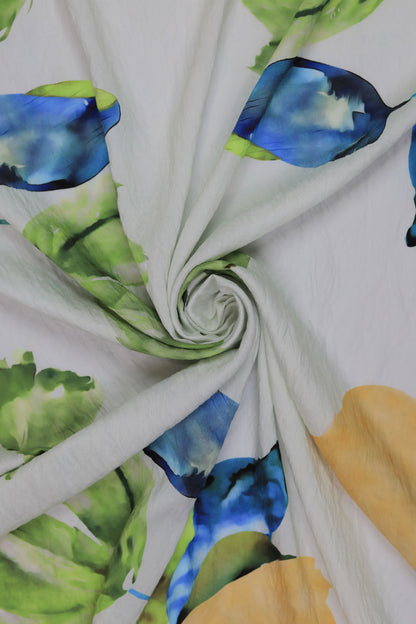 Nature’s Melody Leaf Print Viscose Blend Fabric