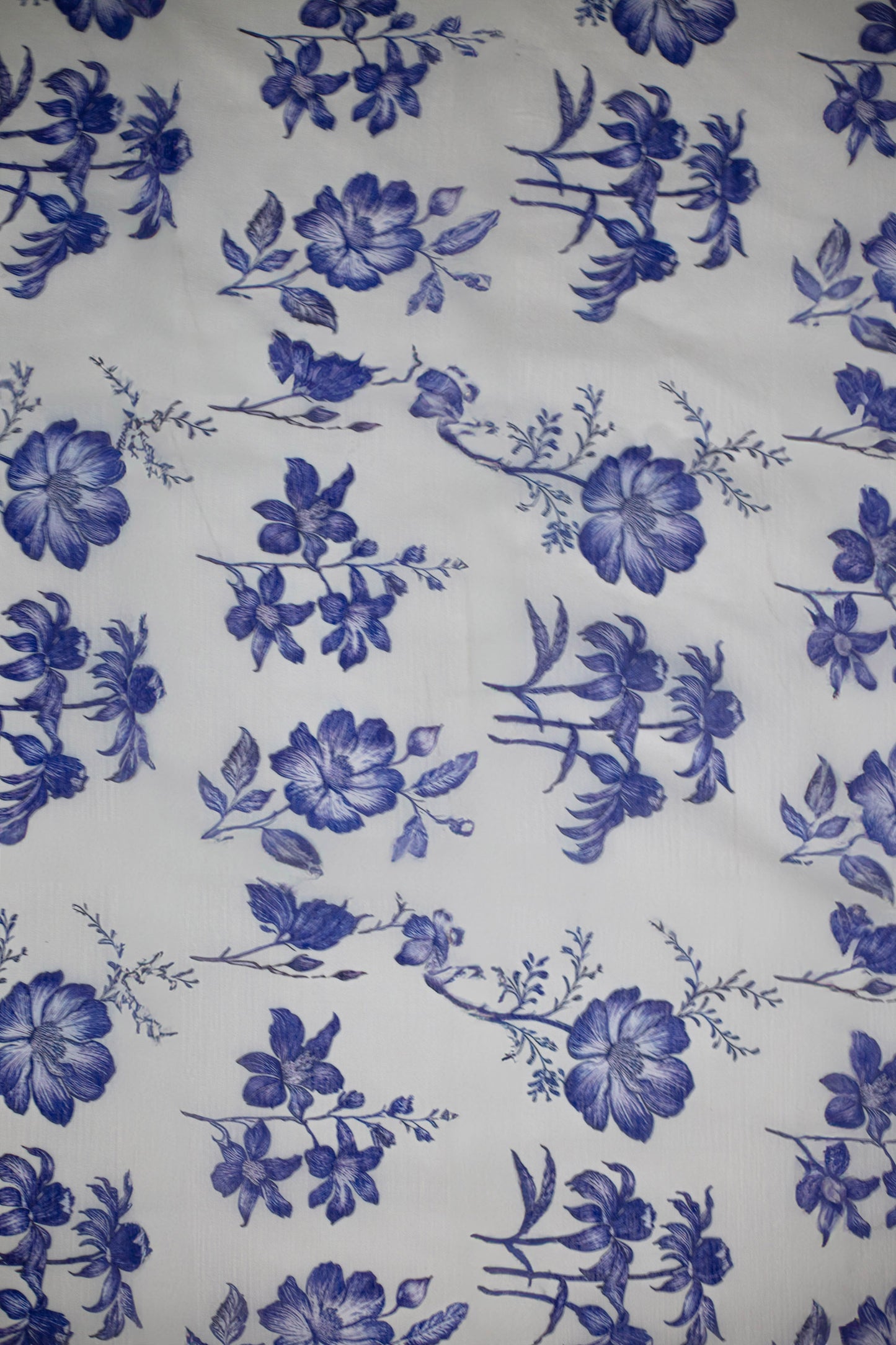 Indigo Petals Printed Chanderi Fabric