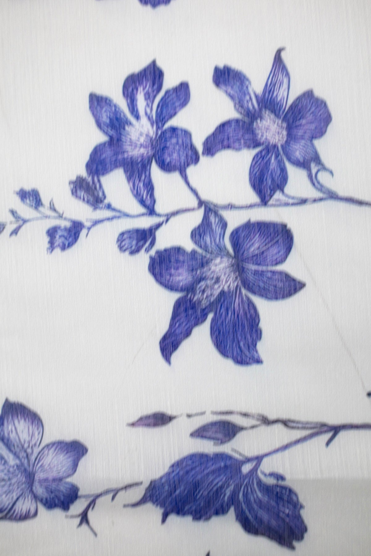 Indigo Petals Printed Chanderi Fabric