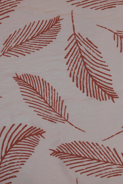 Leafy Luxe Golden Leaf Print Viscose Blend Fabric
