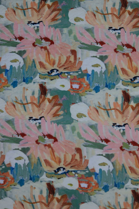 Soft Brushstroke Viscose Nylon Printed Fabric