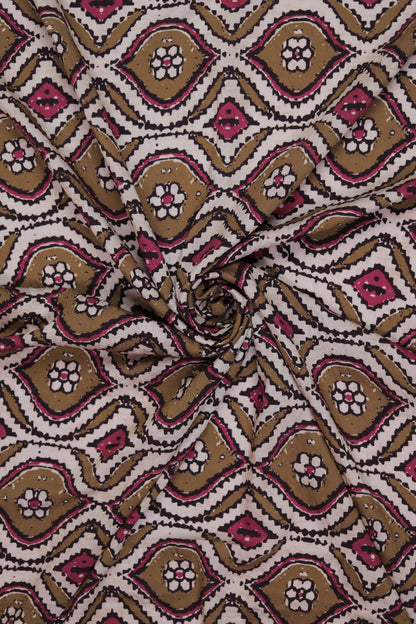 Mystic Ikat Geometric Printed Viscose Blend Fabric