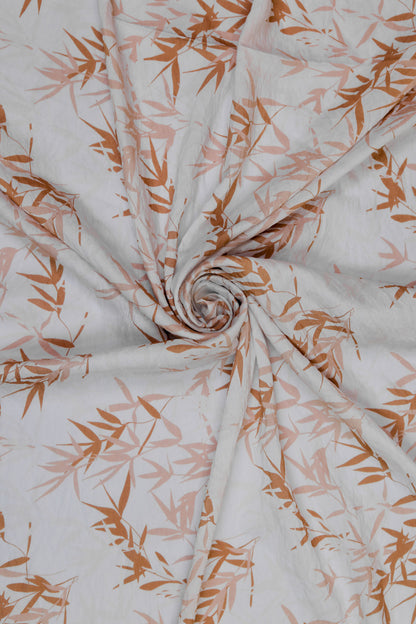 Amber Leaf Bamboo Print Viscose Blend Fabric