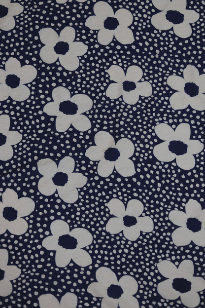Blush Blossom Floral Dot Viscose Blend Fabric