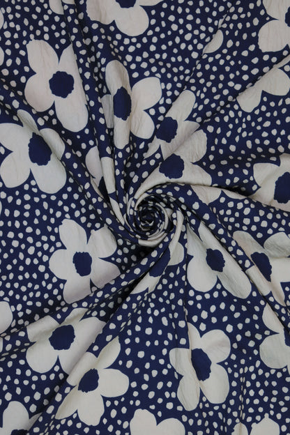 Blush Blossom Floral Dot Viscose Blend Fabric