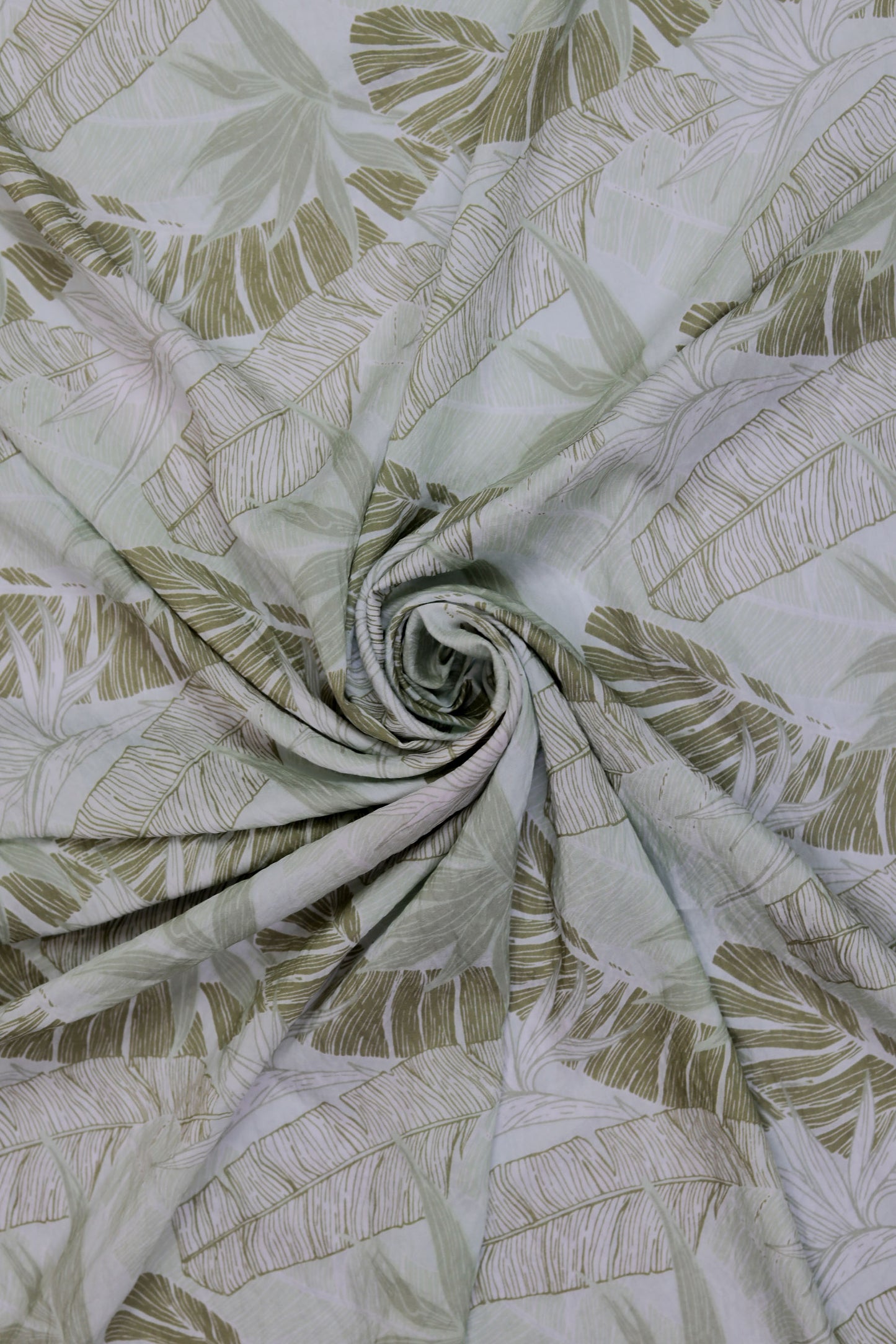 Sage Palm Tropical Viscose Nylon Fabric