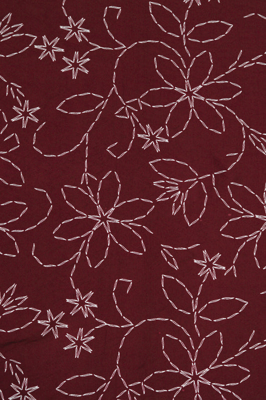 Noir Embroidery Floral Viscose Blend Fabric