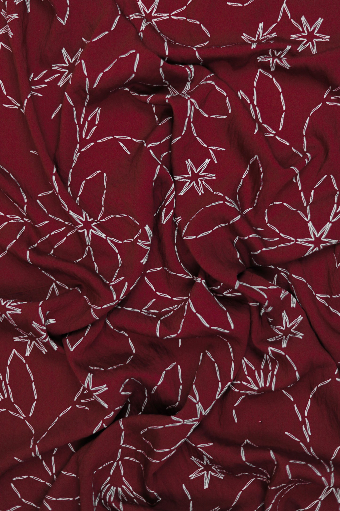 Noir Embroidery Floral Viscose Blend Fabric