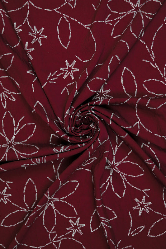 Noir Embroidery Floral Viscose Blend Fabric