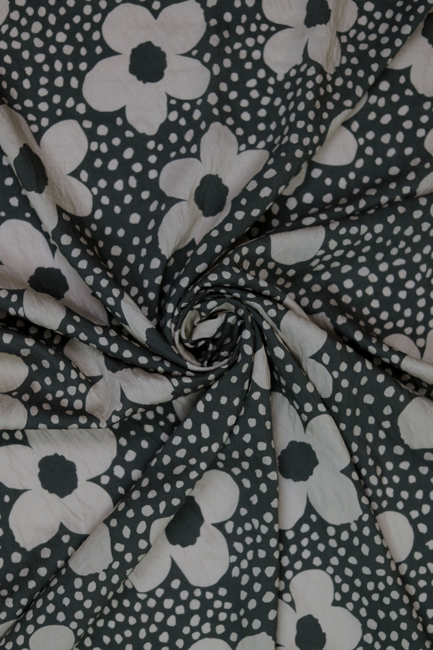 Blush Blossom Floral Dot Viscose Blend Fabric
